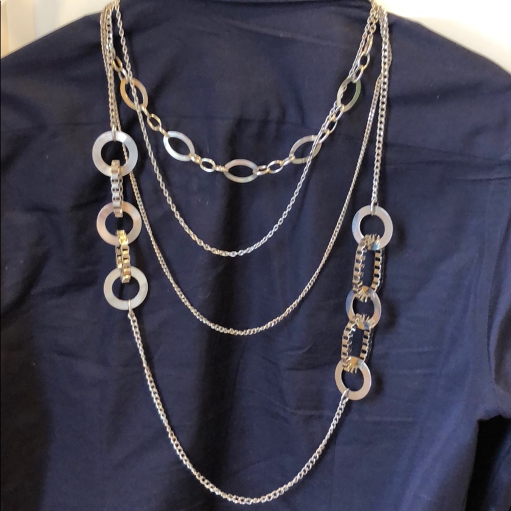 Silver multi strand necklace